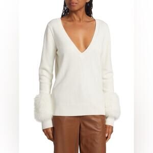 Ramy Brook Brody Faux Fur Trim Sweater